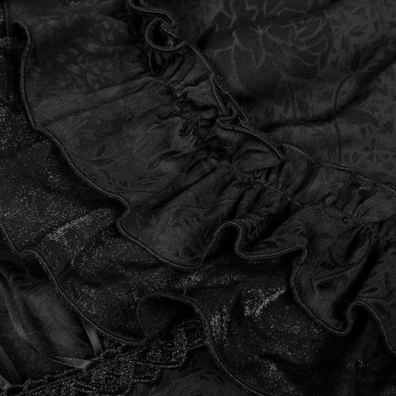 WT-505 Embossed Fabric Gothic T-shirt Gorgeous Elastic Top - Image 5