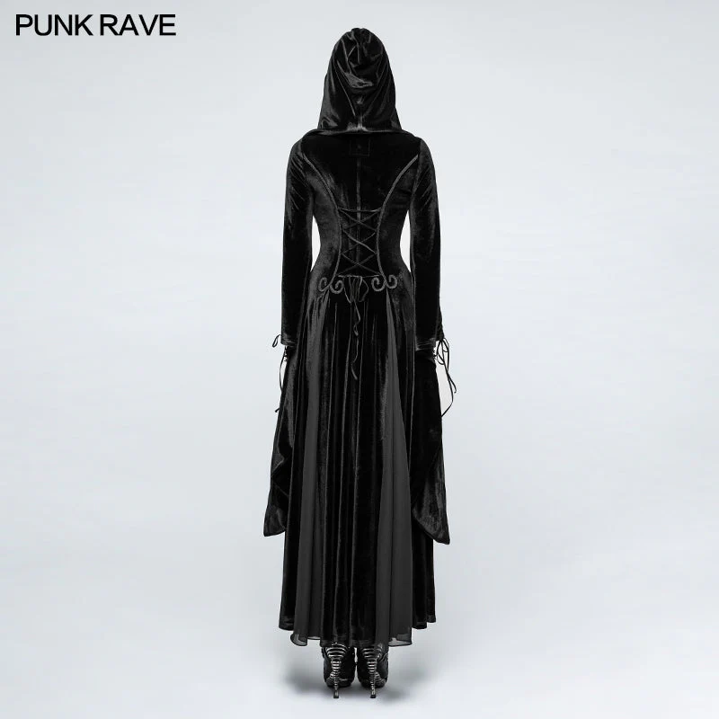 Y-797 Embroidered Dark Goddess Long Velvet Gothic Coat For Women Byzantine Style - Image 3