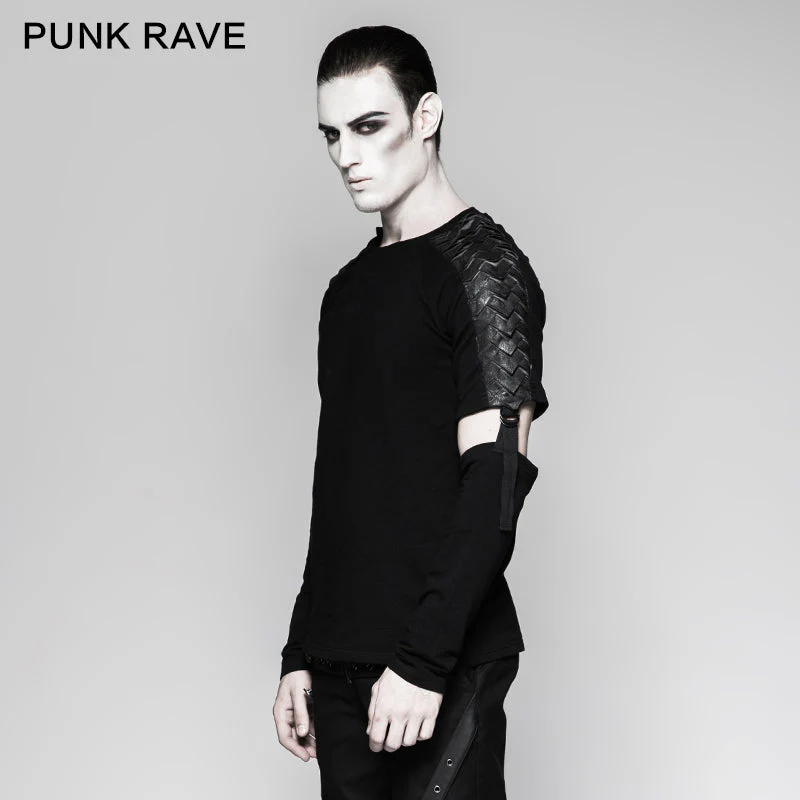 T-460 European Style Detachable Sleeves Cotton Punk T-shirts - Image 2