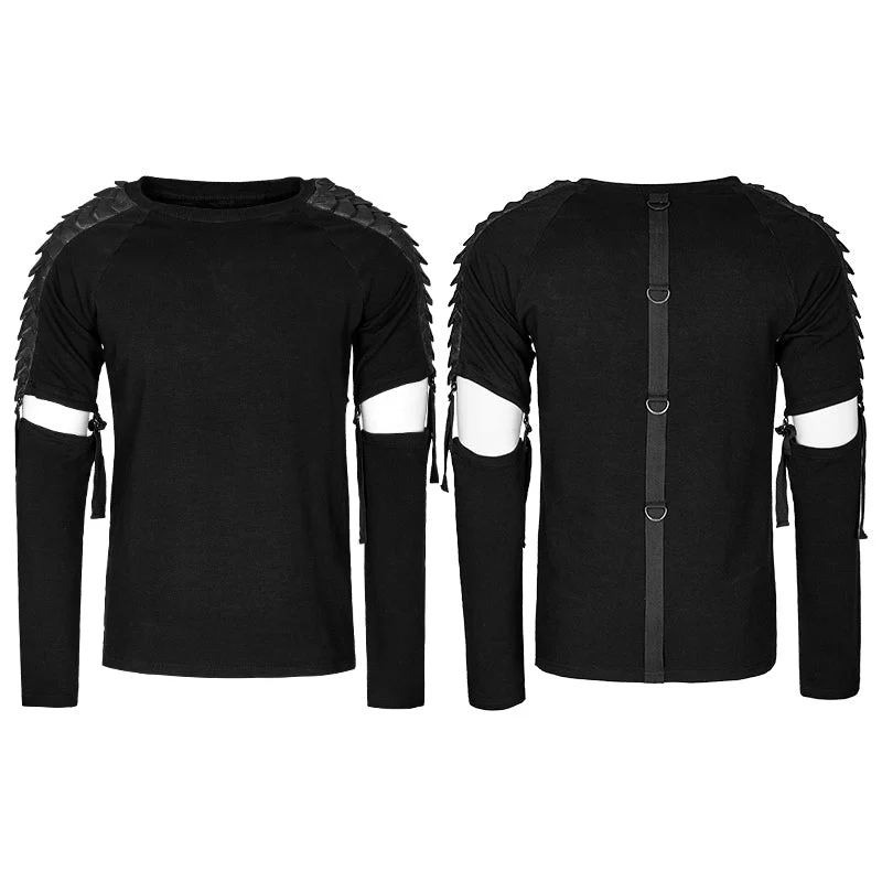 T-460 European Style Detachable Sleeves Cotton Punk T-shirts - Image 4