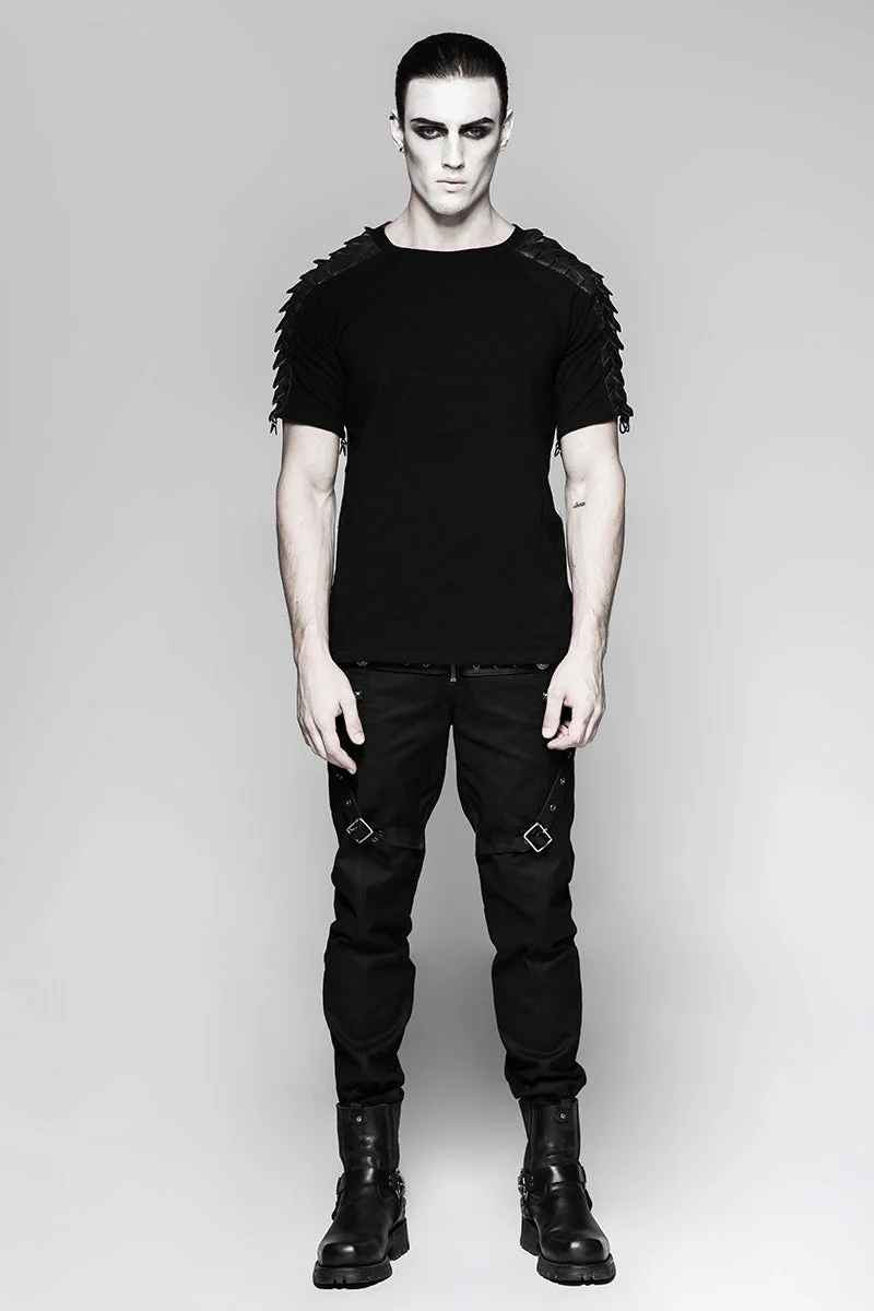 T-460 European Style Detachable Sleeves Cotton Punk T-shirts - Image 6