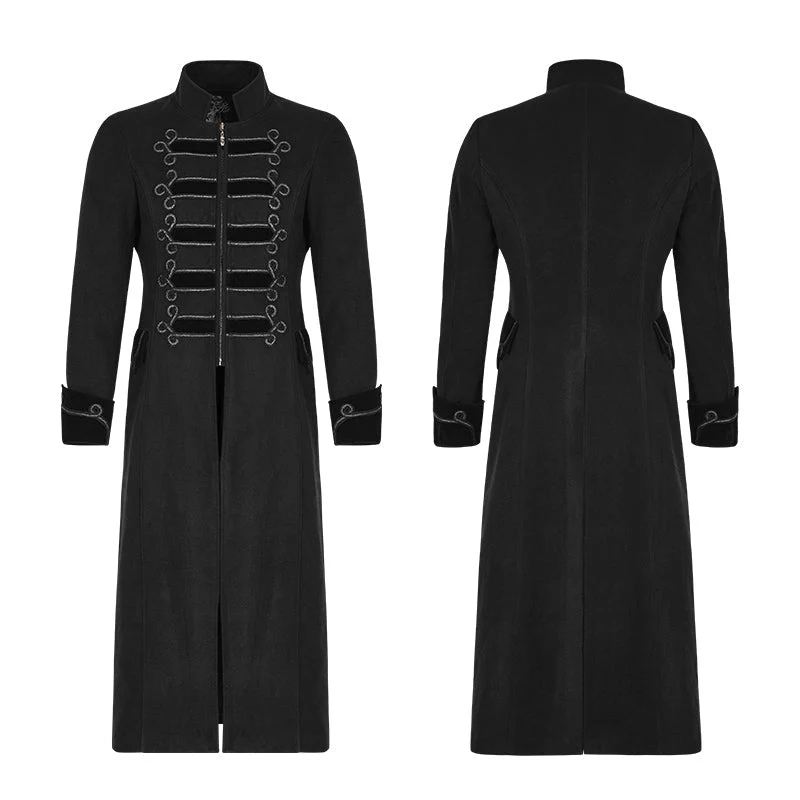 Y-798 Exquisite Gorgeous Long black Gothic Coat For Men - Image 4