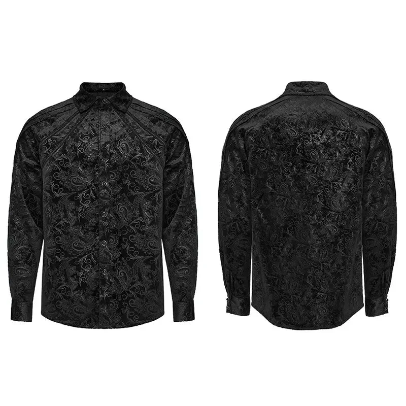 Exquisite Hand-Sewn Buckle WY-1571CCM Pleats Shoulders Embossed Pattern Goth Shirt - Image 8