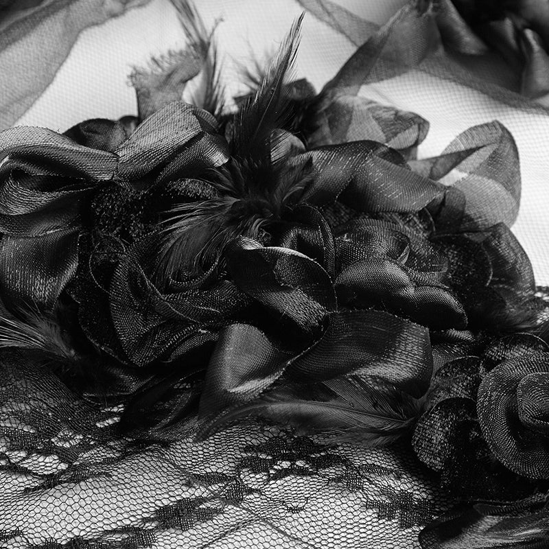 S-224 Exquisite Lace Gothic Accessories 3d Flower Gorgeous Veil With Flowing Mesh - Image 5