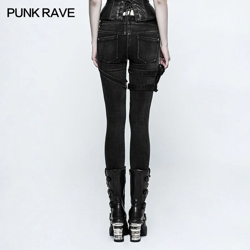 K-295 Eyelets Skinny Elastic Punk Jeans With 3d Pocket - Image 3