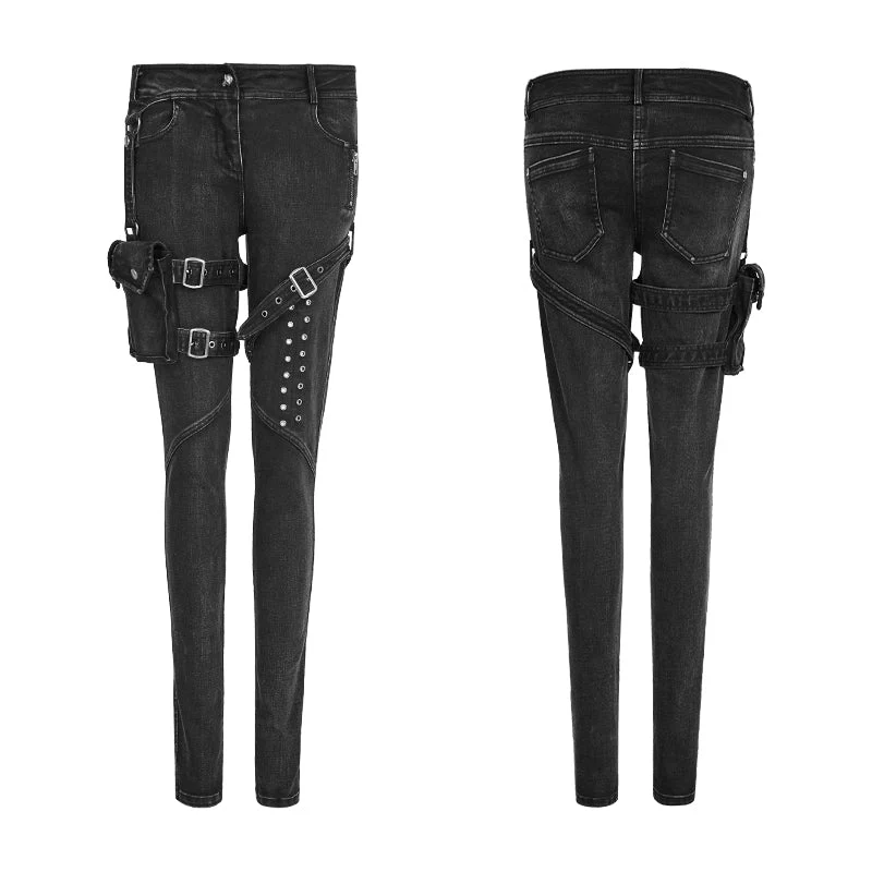 K-295 Eyelets Skinny Elastic Punk Jeans With 3d Pocket - Image 4