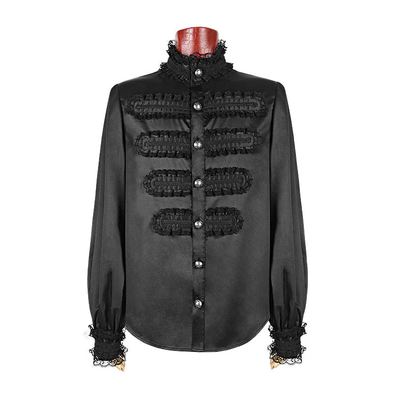 Y-599 Fancy Silk Gothic Shirt For Stage With Lace High Collar - Image 4