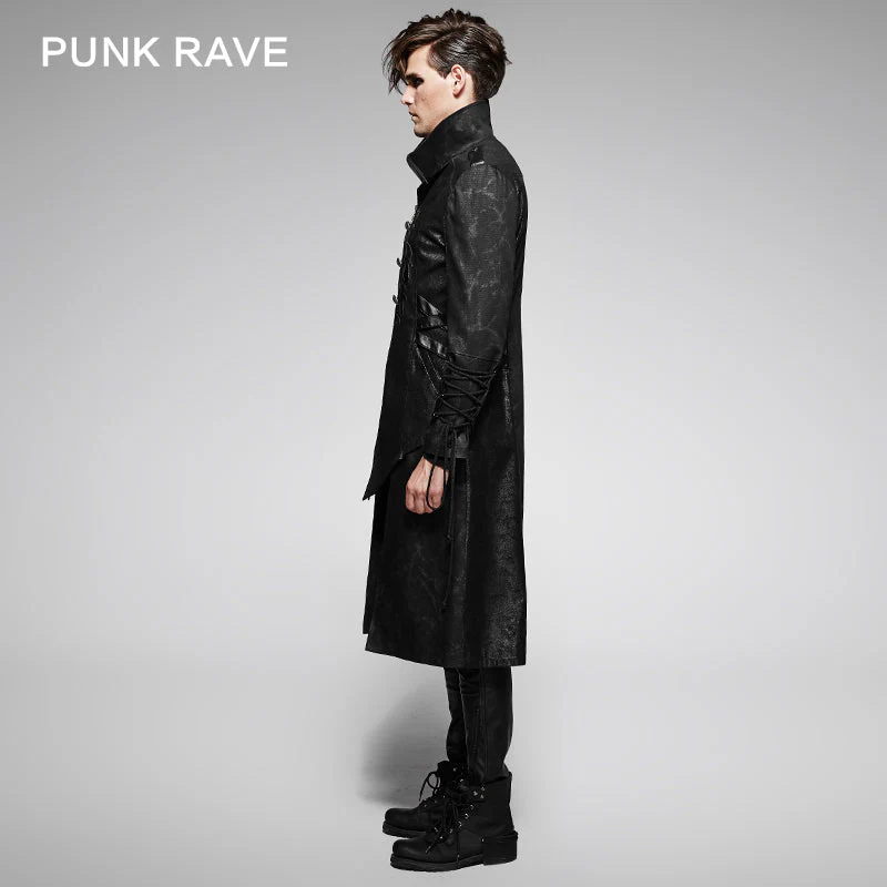 Y-376 Fashion Asymmetrical Long Sleeve Punk Jacket With High Neck For Men - Image 3