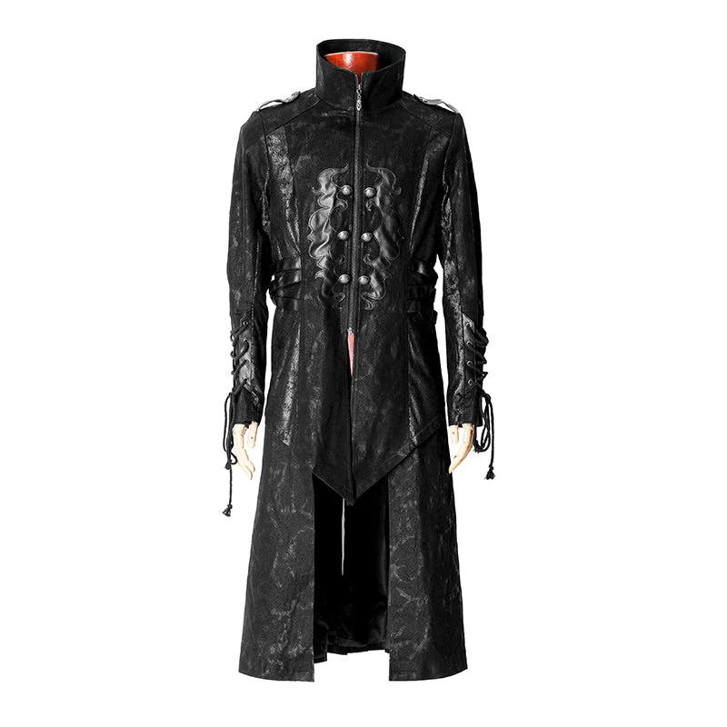 Y-376 Fashion Asymmetrical Long Sleeve Punk Jacket With High Neck For Men - Image 5