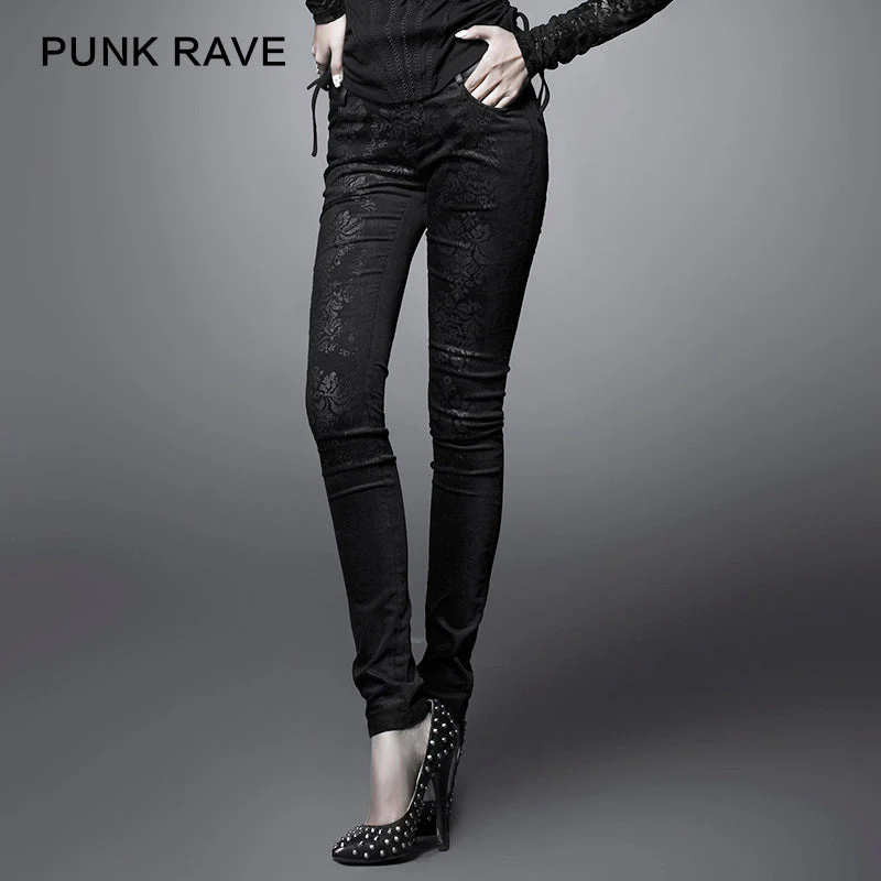 For Women K-166 Fashion black Ladies Punk Pants - Image 3