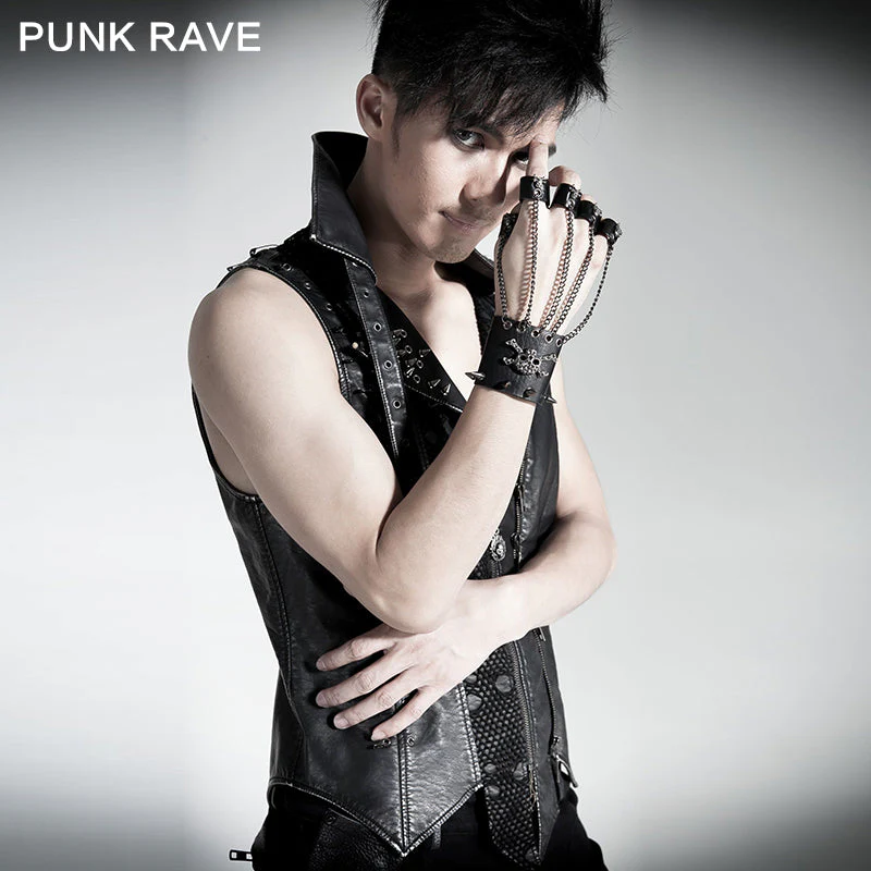 S-114 Fashion black Metal Removable Finger Gloves With Ring Accessories - Image 2