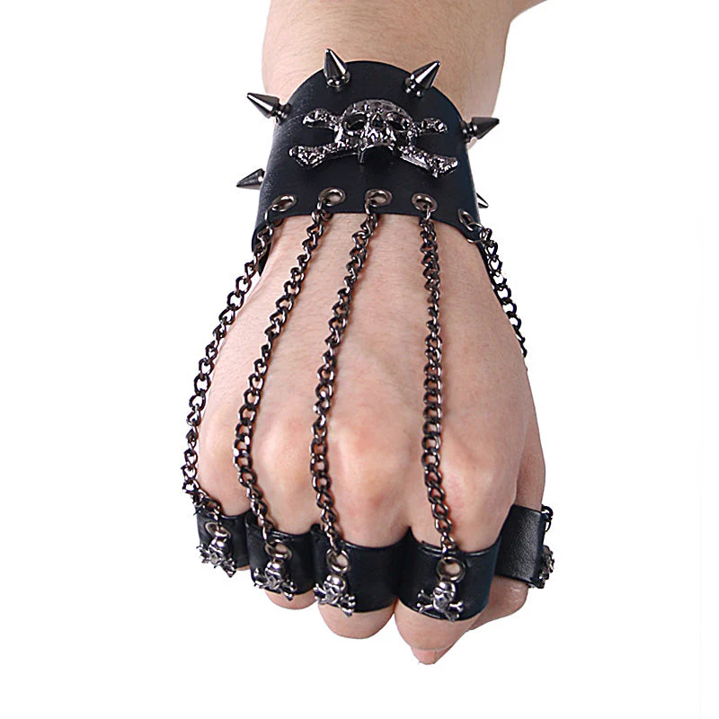 S-114 Fashion black Metal Removable Finger Gloves With Ring Accessories - Image 4