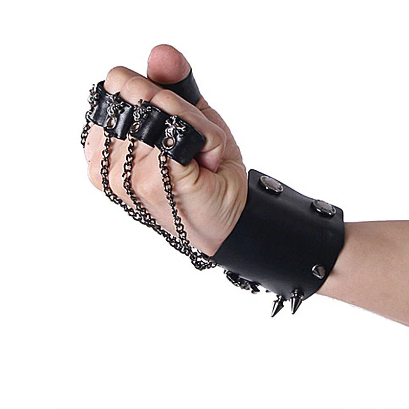 S-114 Fashion black Metal Removable Finger Gloves With Ring Accessories - Image 5