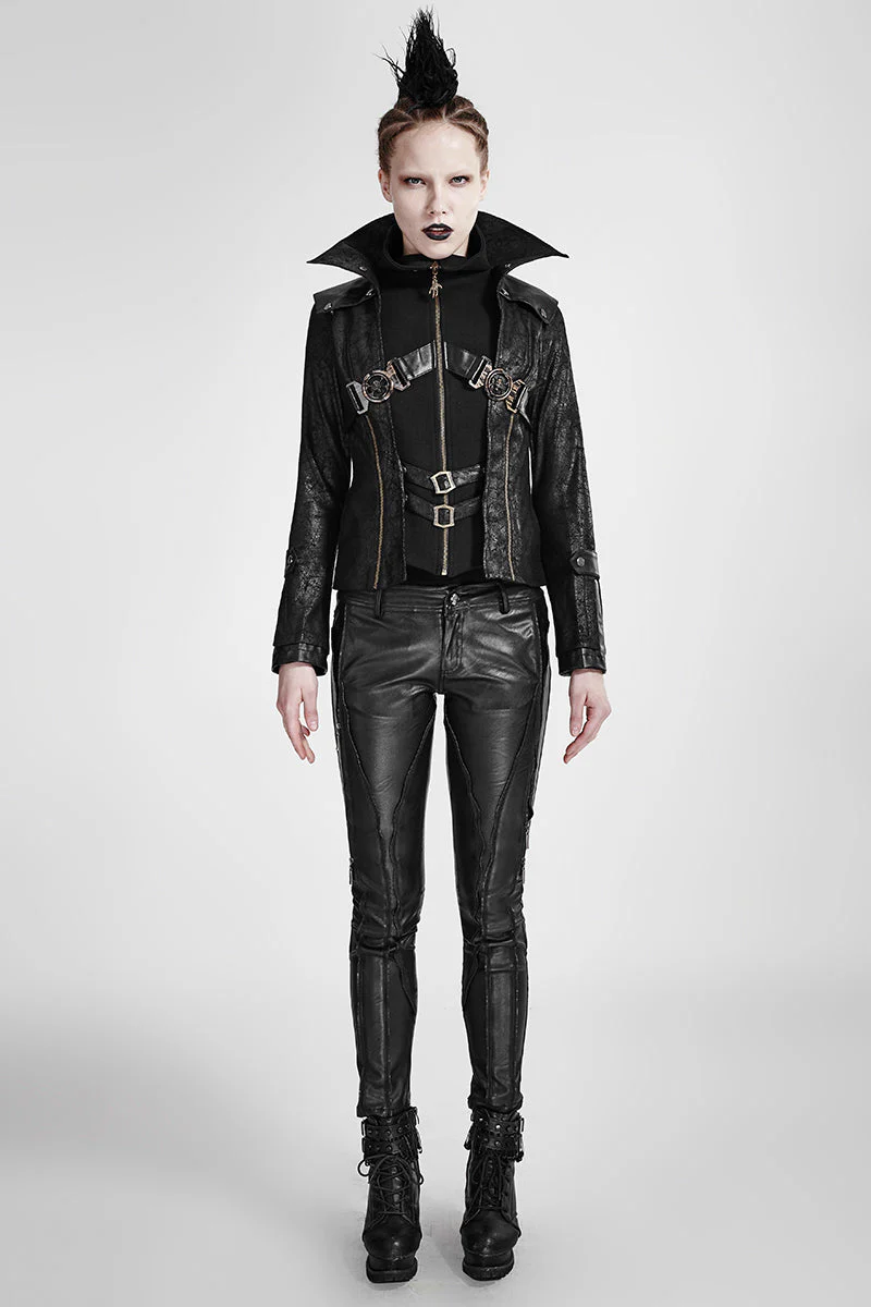 Y-254 Fashion Chinchilla Leather Punk Coat - Image 11