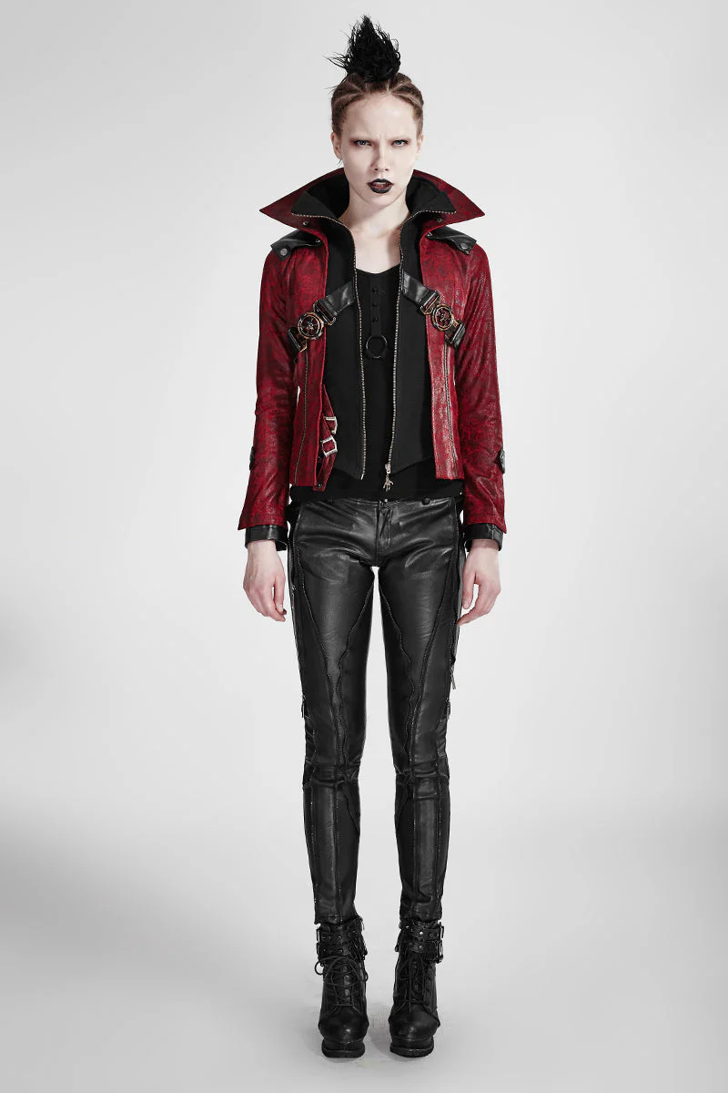 Y-254 Fashion Chinchilla Leather Punk Coat - Image 12