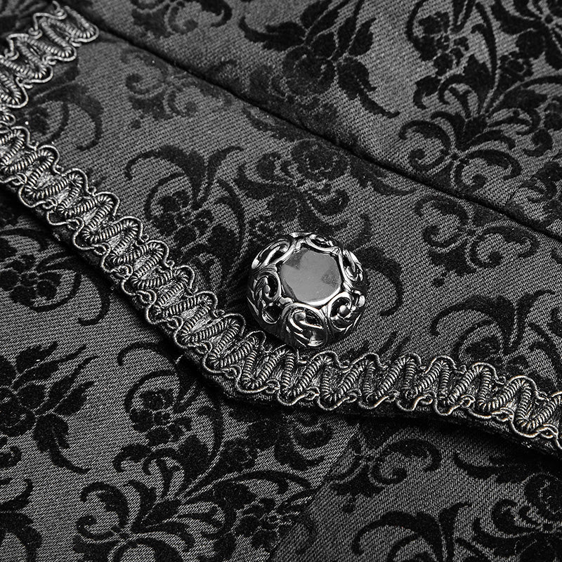 Y-640 Fashion Denim Fabric Gothic Jacket With Flower Pattern - Image 5