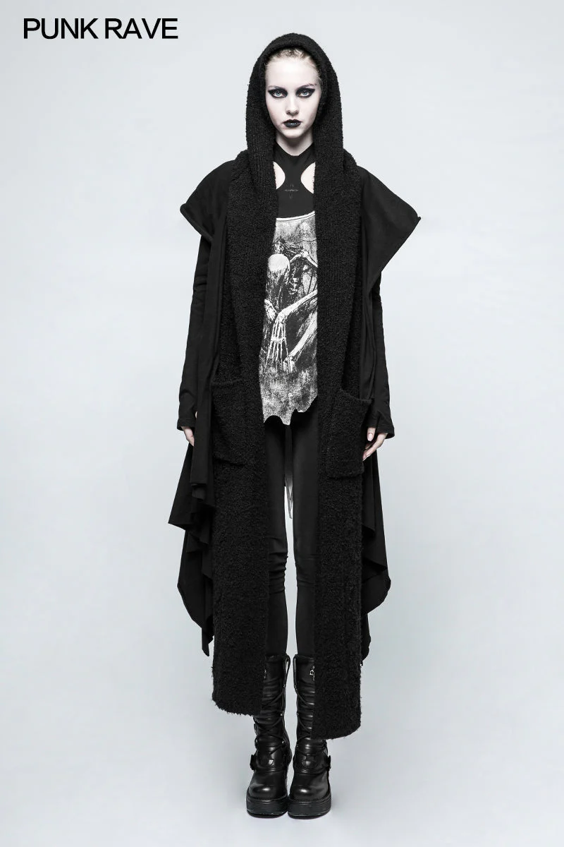 OPM-047 Fashion Heavy Wool Gothic Accessories Hooded Scarf For Women - Image 6