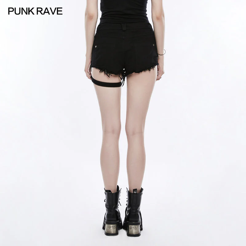 WK-311 Fashion Inelastic Short Punk Pants With Rivet And Metal Decoration - Image 3