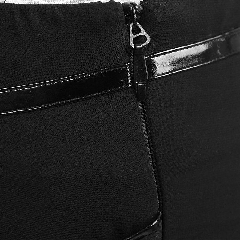 PQ-032 Fashion Long black Chiffon Divided Punk Skirt With Shorts Inside - Image 5