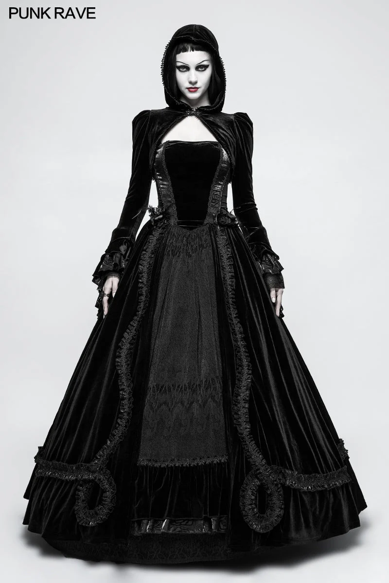 Y-820 Fashion Luxury Velvet Hooded Short Gothic Coat For Women - Image 6
