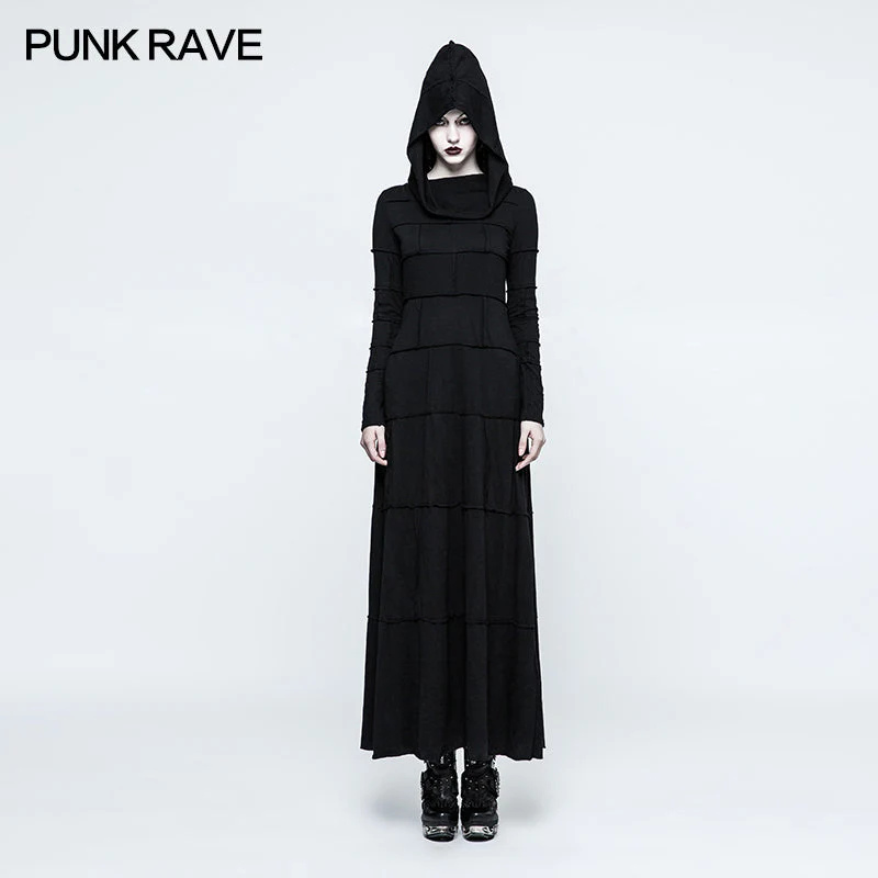 Q-327 Fashion Multi Split Hooded Punk Dress For Women