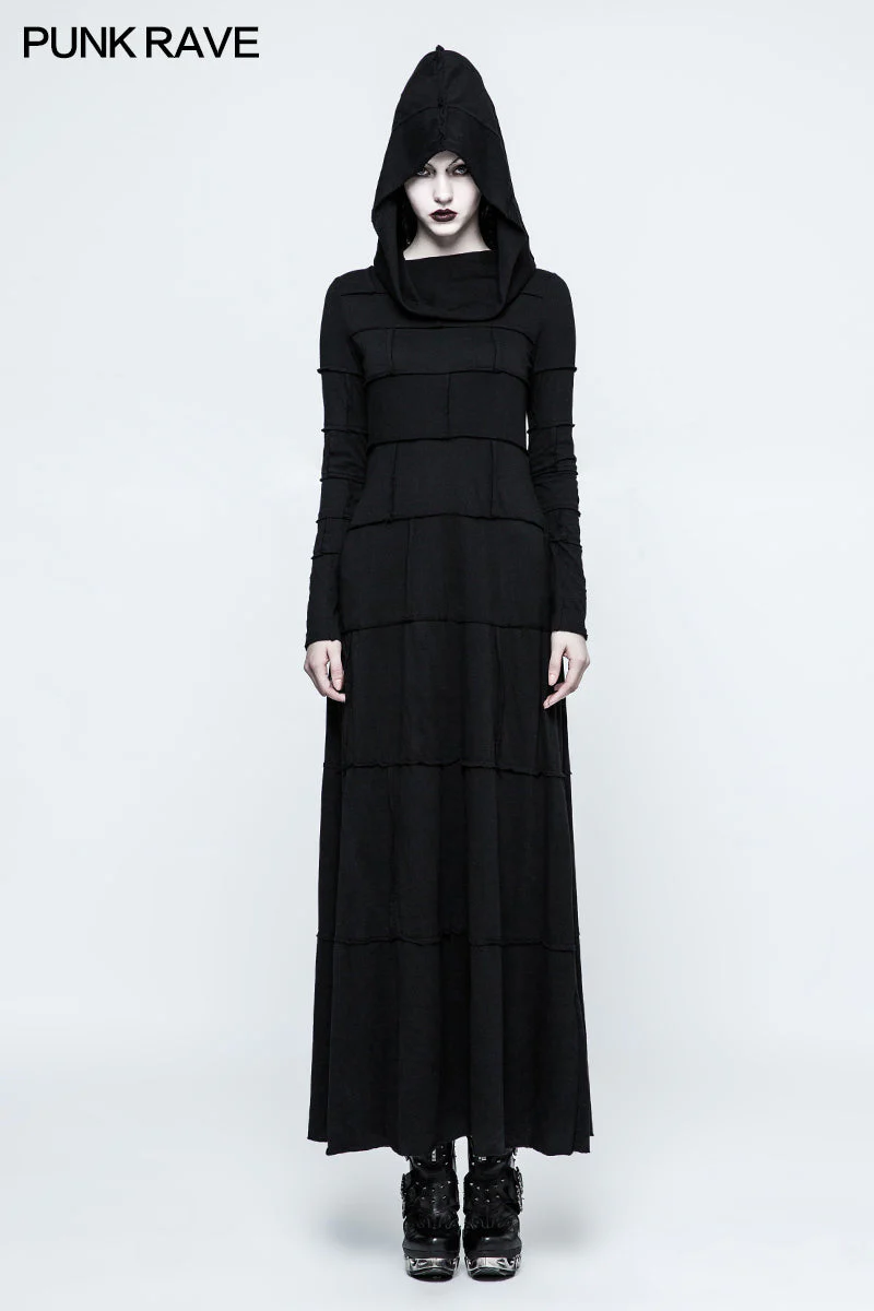 Q-327 Fashion Multi Split Hooded Punk Dress For Women - Image 5