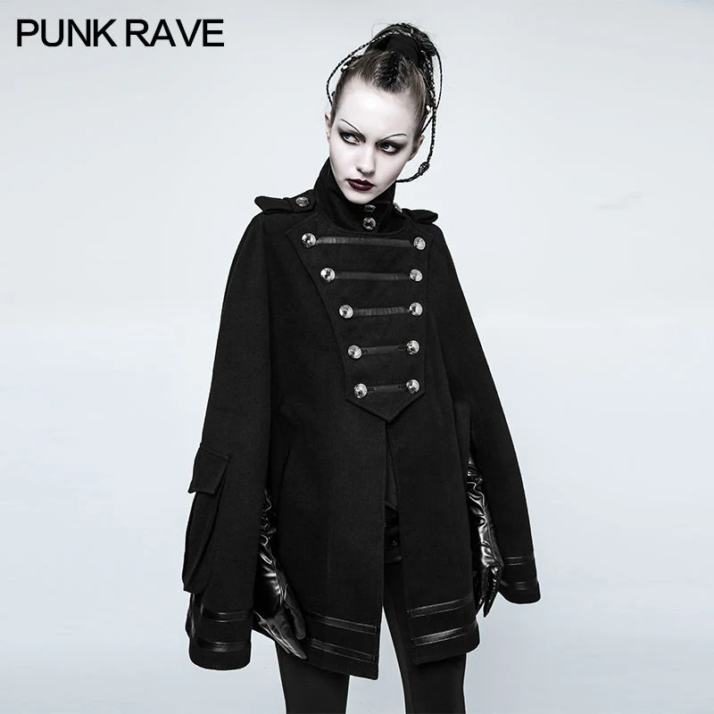Y-765 Fashion Punk Coat Worsted Military Uniform Cloak For Women