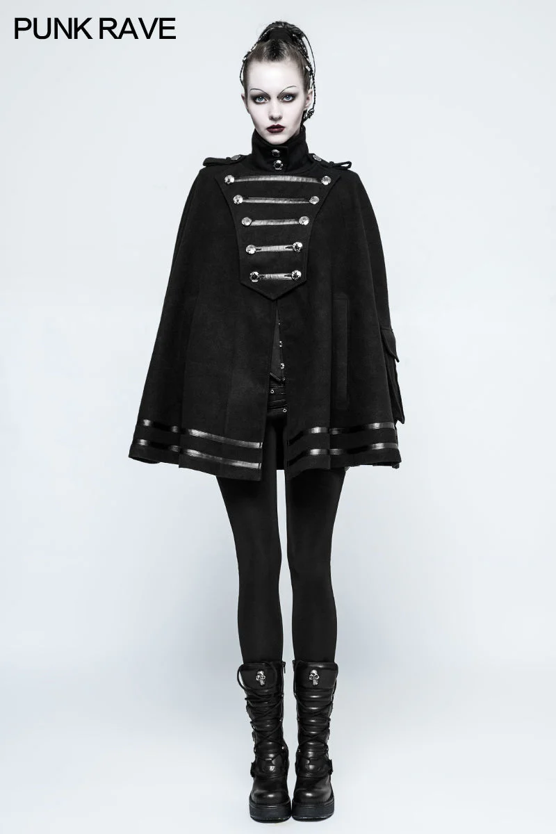 Y-765 Fashion Punk Coat Worsted Military Uniform Cloak For Women - Image 6
