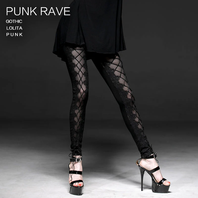 K-187 Fashion Sexy Lady Mesh Knit Laciness Punk Pants Legging - Image 4
