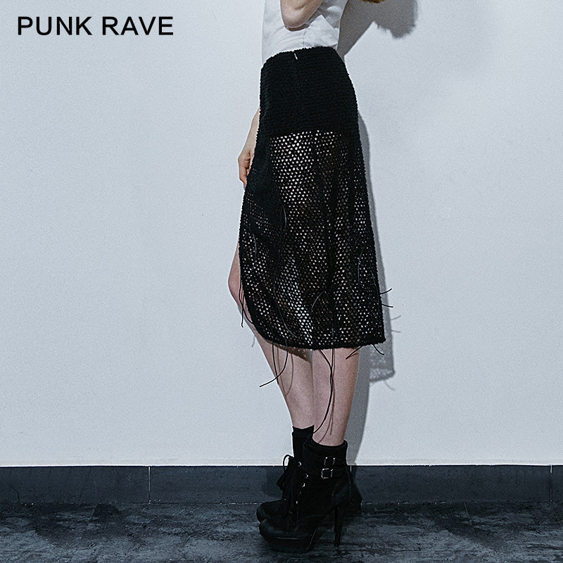 Q-267 Fashion Sexy Lady Shorts Knitted Mesh Punk Skirt - Image 3