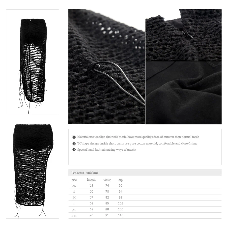 Q-267 Fashion Sexy Lady Shorts Knitted Mesh Punk Skirt - Image 6
