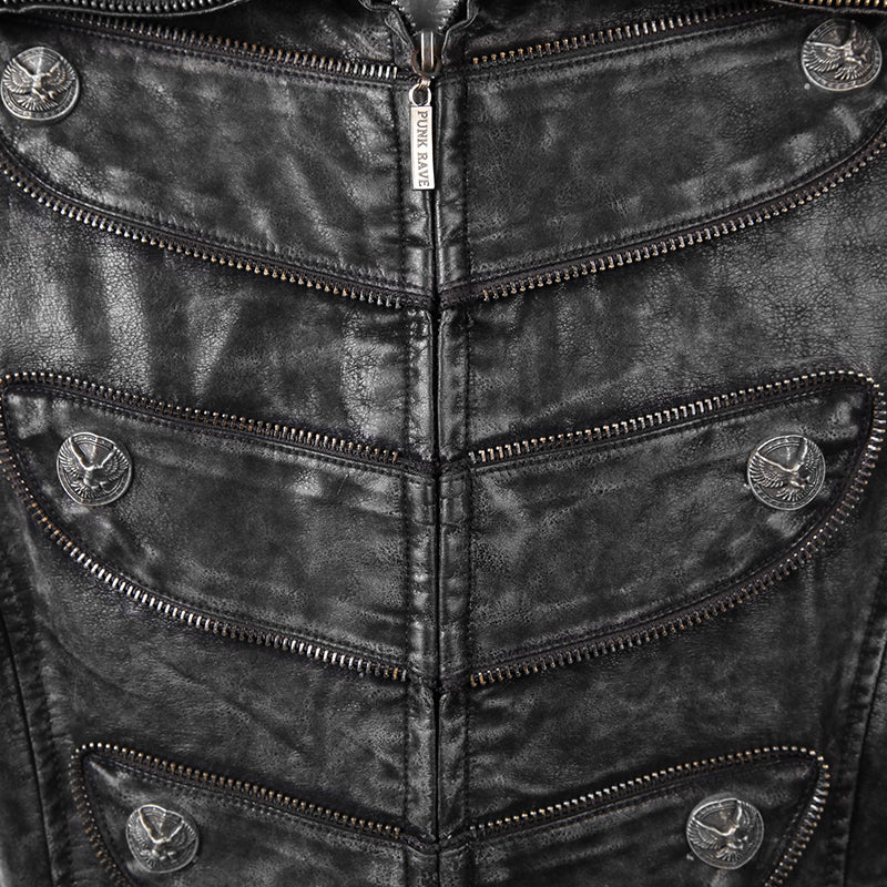 Y-462 Fashion Style black Long Windbreaker Punk Trench Coat - Image 5