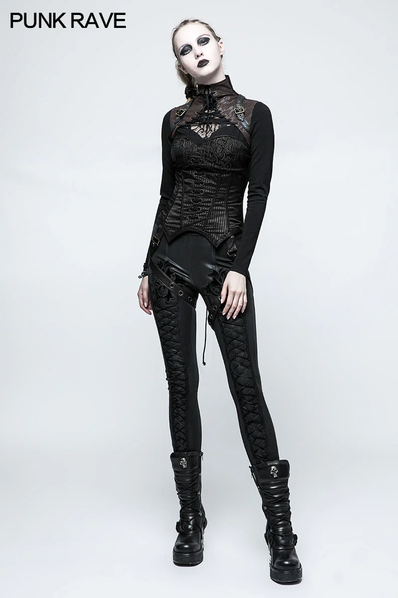 Y-783 Fashion Women Punk Accessories Corset With Removable Leather Leg Loops - Image 11
