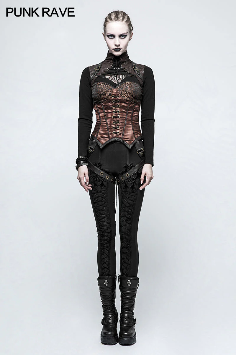Y-783 Fashion Women Punk Accessories Corset With Removable Leather Leg Loops - Image 12