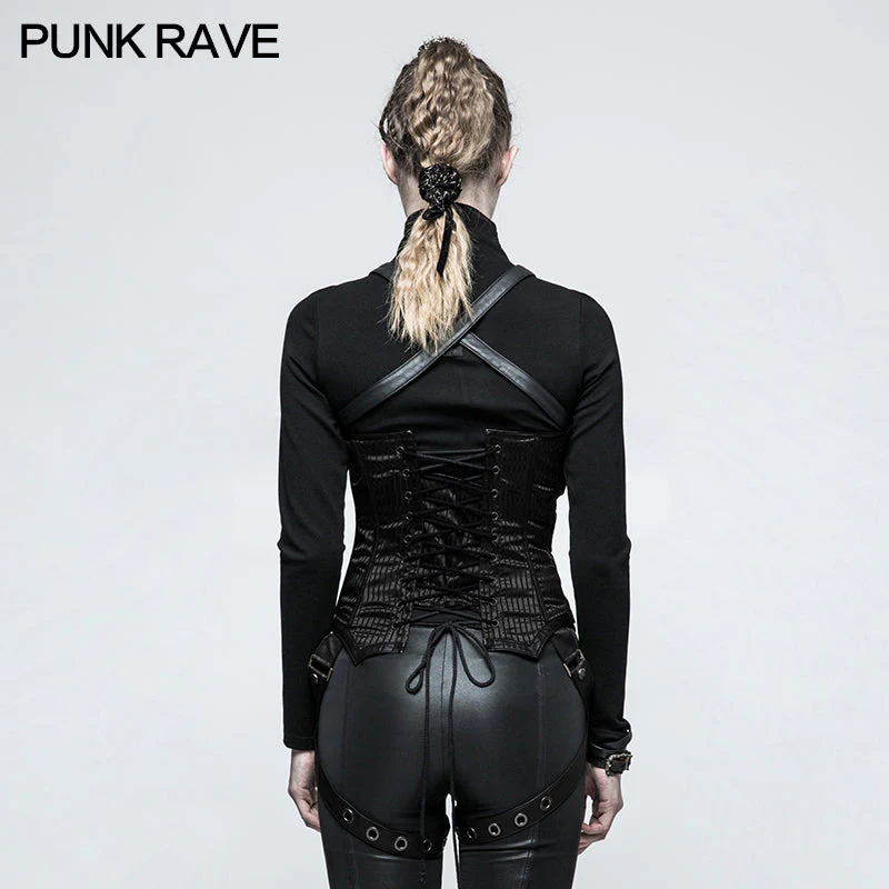 Y-783 Fashion Women Punk Accessories Corset With Removable Leather Leg Loops - Image 3