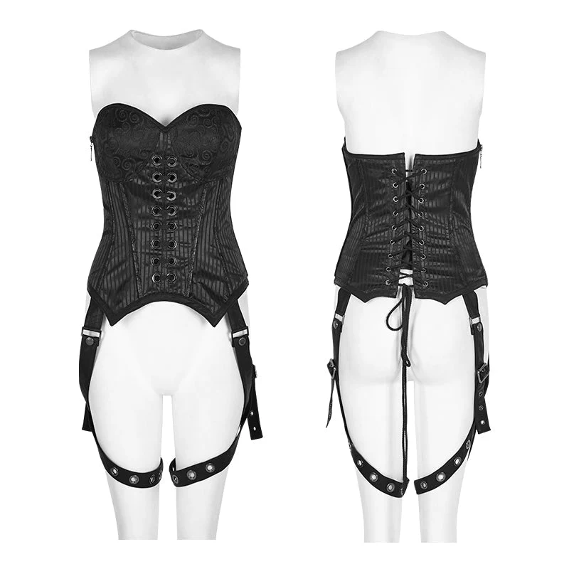 Y-783 Fashion Women Punk Accessories Corset With Removable Leather Leg Loops - Image 4