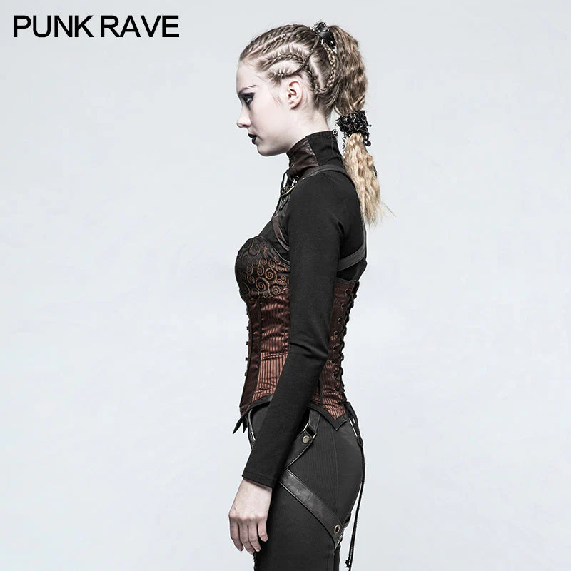 Y-783 Fashion Women Punk Accessories Corset With Removable Leather Leg Loops - Image 7