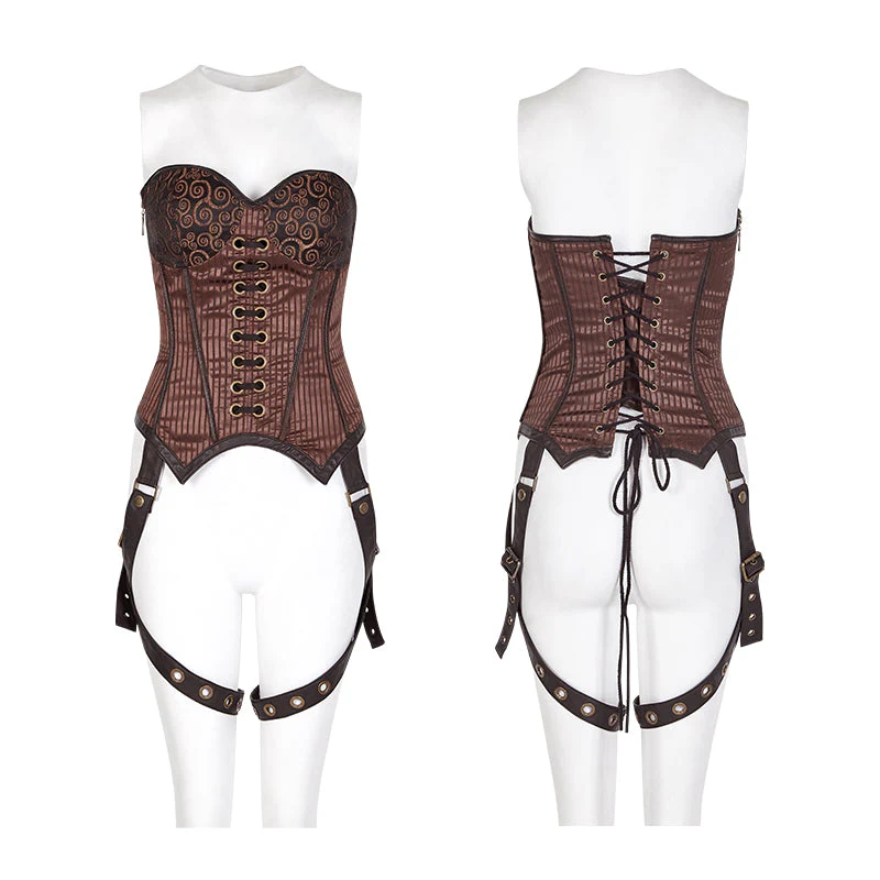 Y-783 Fashion Women Punk Accessories Corset With Removable Leather Leg Loops - Image 9