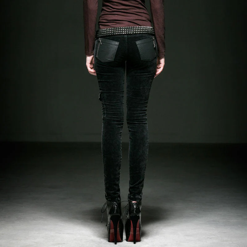 K-197 For Women With Pockets Fashionable Denim Long Punk Pants - Image 2