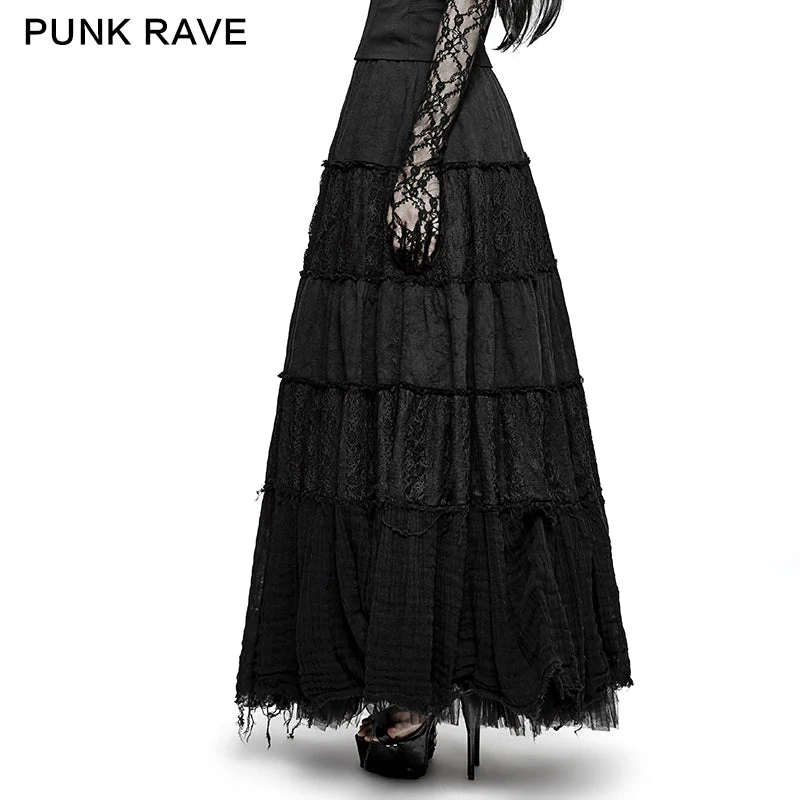 Q-309 Fashionable Fresh Girls Color Contrast Sector Big Swing Gothic Skirt - Image 2
