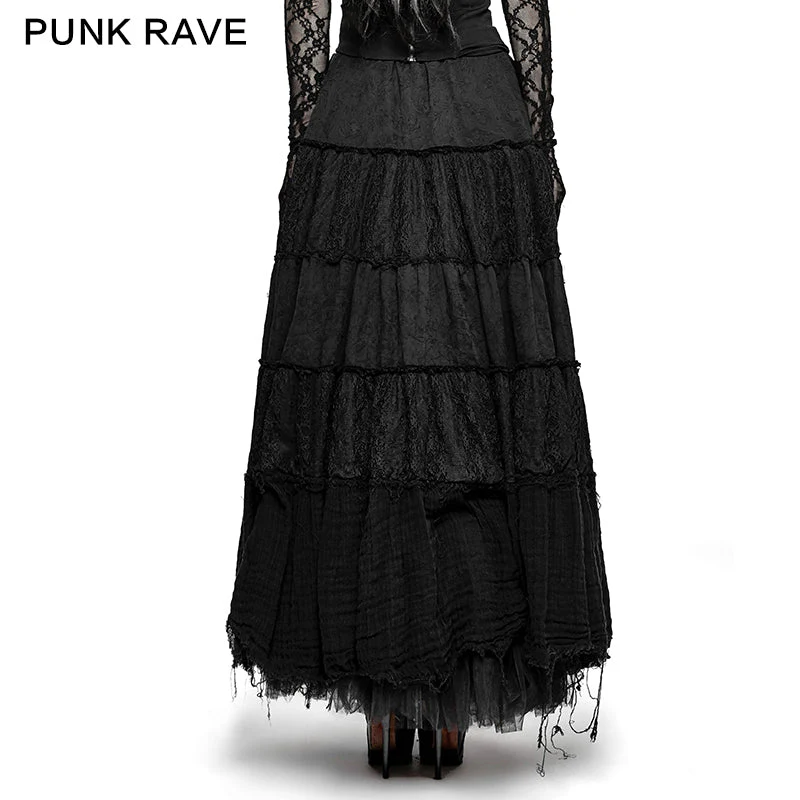 Q-309 Fashionable Fresh Girls Color Contrast Sector Big Swing Gothic Skirt - Image 3
