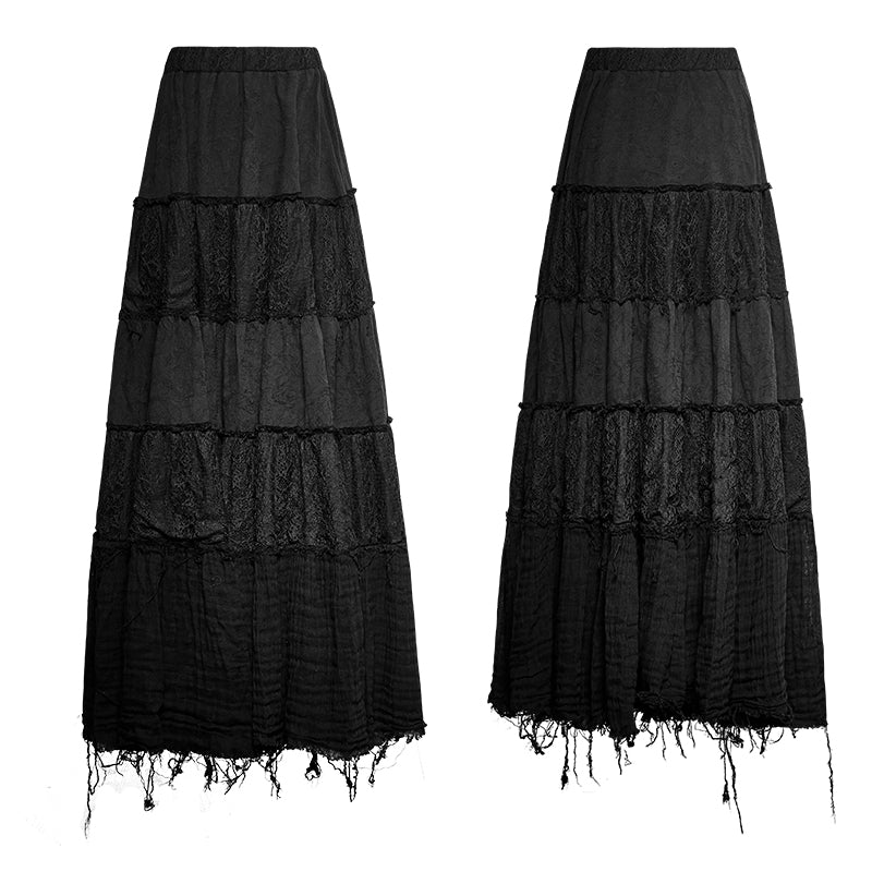 Q-309 Fashionable Fresh Girls Color Contrast Sector Big Swing Gothic Skirt - Image 4
