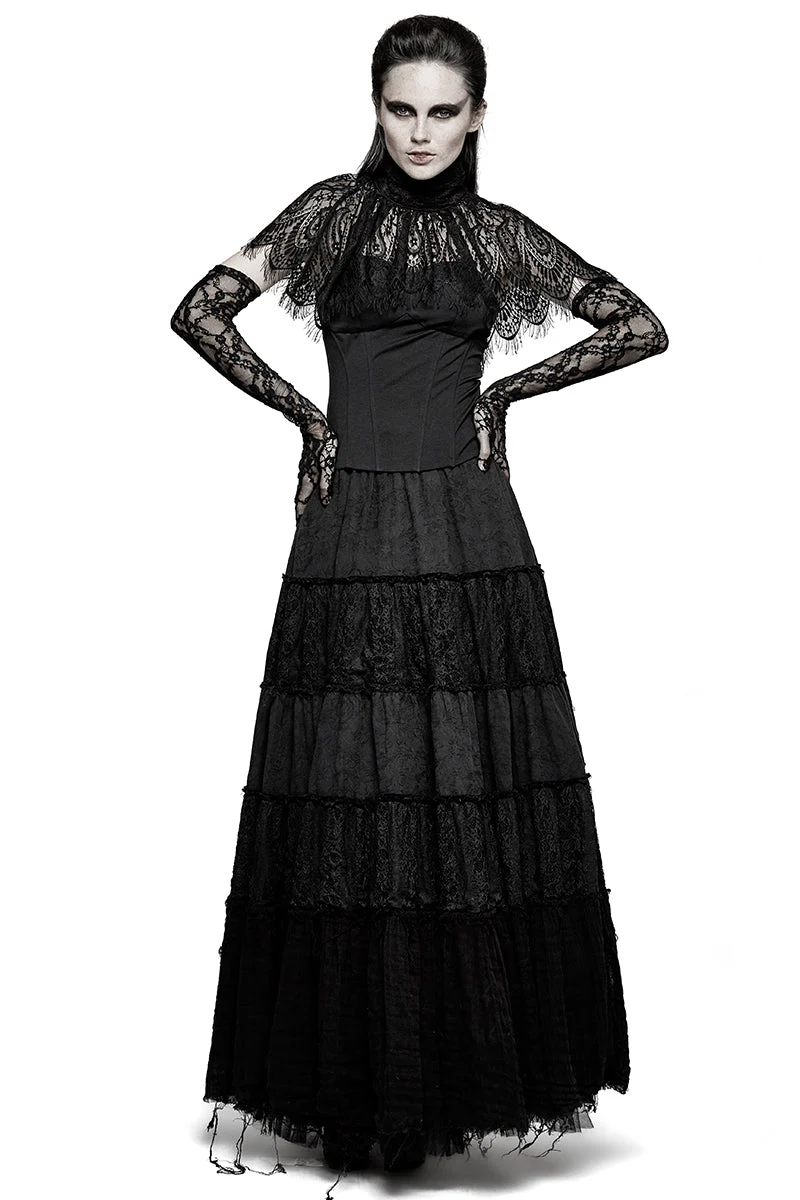 Q-309 Fashionable Fresh Girls Color Contrast Sector Big Swing Gothic Skirt - Image 6
