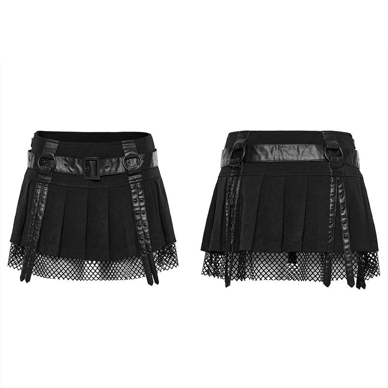 WQ-672BQF Faux Leather short pleated Skirt - Image 4