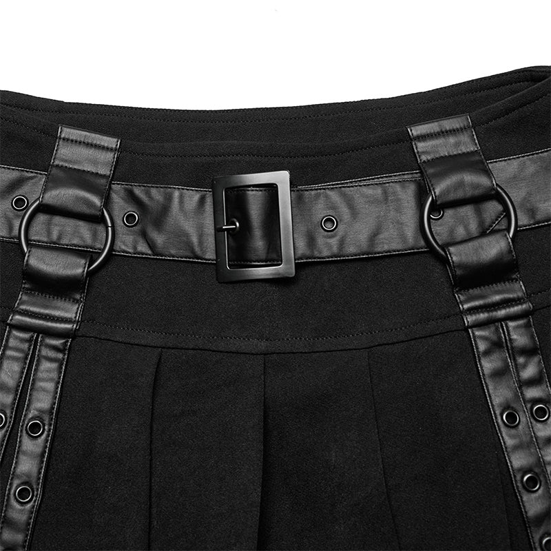 WQ-672BQF Faux Leather short pleated Skirt - Image 5