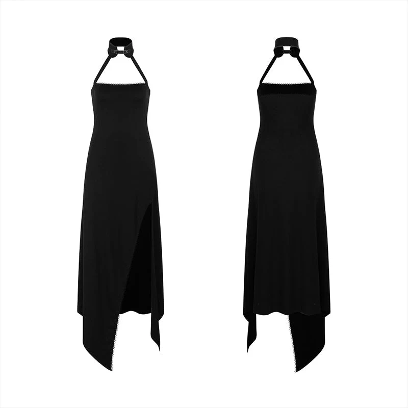 OPQ-749LQF Fit verison Open high fork sleeveless dress - Image 4
