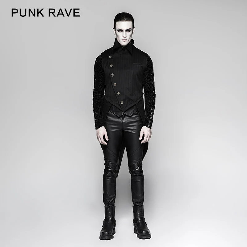 Y-763 Gentleman Stripe Suit Style Buckle Swallowtail Punk Vest