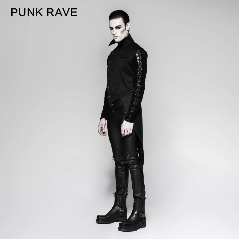 Y-763 Gentleman Stripe Suit Style Buckle Swallowtail Punk Vest - Image 2