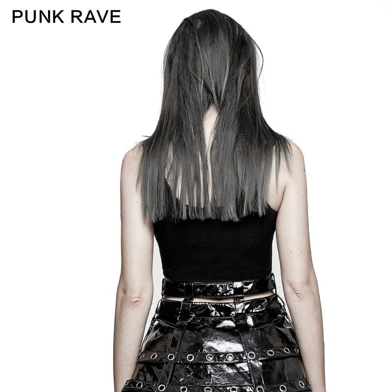 T-447 Ghost Hands Printed Strapless Short Punk Vest - Image 3