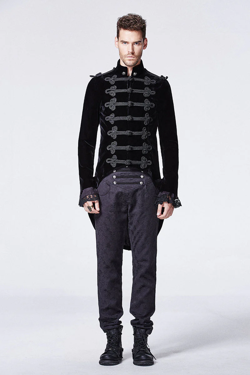 Y-593 Gorgeous black Victorian Gothic Coat With Swallow Tail - Image 6